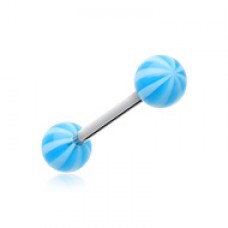 Candy Stripe Acrylic Top Barbell Tongue Ring