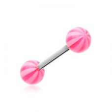 Candy Stripe Acrylic Top Barbell Tongue Ring