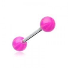 Candy Stripe Acrylic Top Barbell Tongue Ring