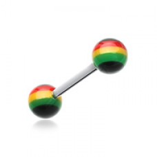 Rasta Jamaican Stripe UV Acrylic Barbell Tongue Ring