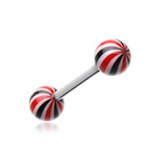 Candy Swirl Acrylic Top Barbell Tongue Ring