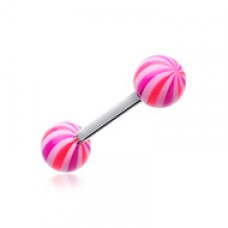 Candy Swirl Acrylic Top Barbell Tongue Ring