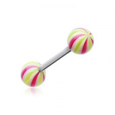 Candy Swirl Acrylic Top Barbell Tongue Ring