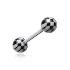Classic Checker Acrylic Top Barbell Tongue Ring