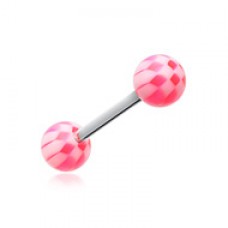 Classic Checker Acrylic Top Barbell Tongue Ring