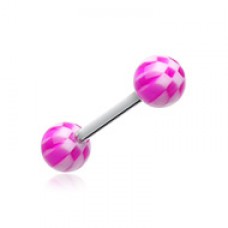 Classic Checker Acrylic Top Barbell Tongue Ring