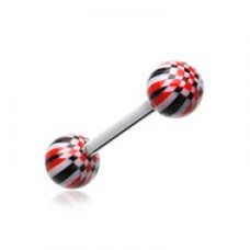 Native Checker Acrylic Top Barbell Tongue Ring