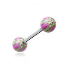 Native Checker Acrylic Top Barbell Tongue Ring