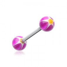 Star Punch Acrylic Top Barbell Tongue Ring
