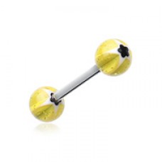 Star Punch Acrylic Top Barbell Tongue Ring
