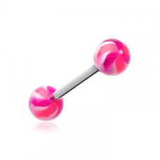 Pinwheel Stripe Acrylic Top Barbell Tongue Ring