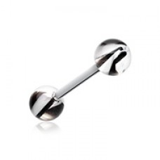 Marble Lace Acrylic Top Barbell Tongue Ring