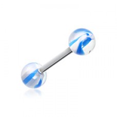 Marble Lace Acrylic Top Barbell Tongue Ring