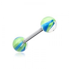 Marble Lace Acrylic Top Barbell Tongue Ring