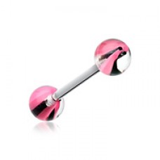 Marble Lace Acrylic Top Barbell Tongue Ring