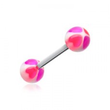 Heart Tetrad Acrylic Top Barbell Tongue Ring