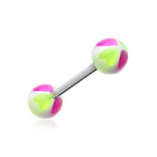 Heart Tetrad Acrylic Top Barbell Tongue Ring