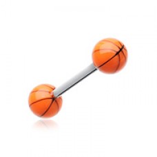 Basketball Acrylic Top Barbell Tongue Ring