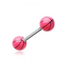 Basketball Acrylic Top Barbell Tongue Ring