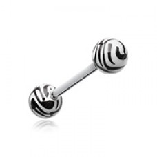 Tiger Print Acrylic Top Barbell Tongue Ring