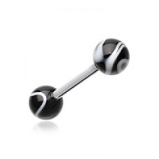 Marble Stripe Acrylic Top Barbell Tongue Ring