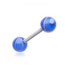Marble Stripe Acrylic Top Barbell Tongue Ring