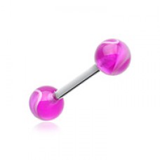 Marble Stripe Acrylic Top Barbell Tongue Ring