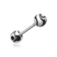 Marble Stripe Acrylic Top Barbell Tongue Ring
