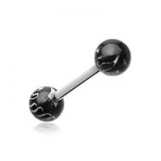 Flame Ball Acrylic Top Barbell Tongue Ring