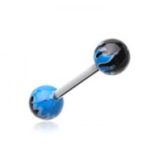Flame Ball Acrylic Top Barbell Tongue Ring