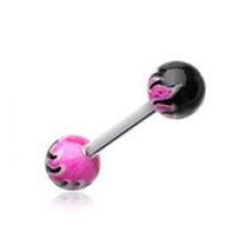 Flame Ball Acrylic Top Barbell Tongue Ring