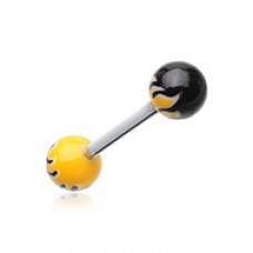 Flame Ball Acrylic Top Barbell Tongue Ring