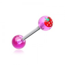 Strawberry Acrylic Top Barbell Tongue Ring