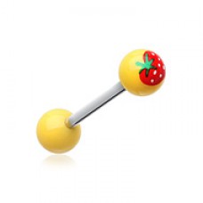 Strawberry Acrylic Top Barbell Tongue Ring