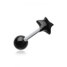 Fluffy Star Acrylic Top Barbell Tongue Ring