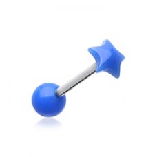 Fluffy Star Acrylic Top Barbell Tongue Ring