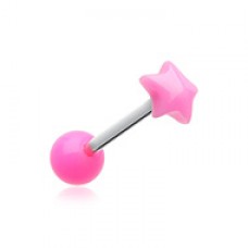 Fluffy Star Acrylic Top Barbell Tongue Ring