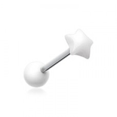 Fluffy Star Acrylic Top Barbell Tongue Ring