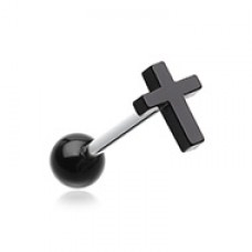 Classic Cross Acrylic Barbell Tongue Ring