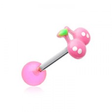Adorable Cherry Acrylic Top Barbell Tongue Ring