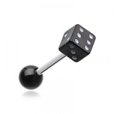 Dice Acrylic Top Barbell Tongue Ring