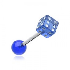 Dice Acrylic Top Barbell Tongue Ring
