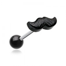 Mustache Acrylic Barbell Tongue Ring