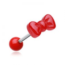 Cutesy Bow-Tie Acrylic Barbell Tongue Ring