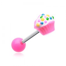 Sweet Cupcake Acrylic Barbell Tongue Ring