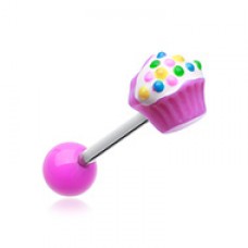 Sweet Cupcake Acrylic Barbell Tongue Ring