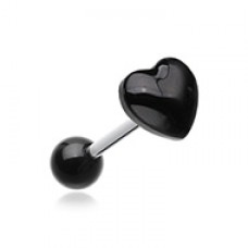 Puffy Heart Acrylic Barbell Tongue Ring