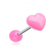 Puffy Heart Acrylic Barbell Tongue Ring