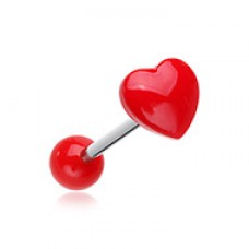 Puffy Heart Acrylic Barbell Tongue Ring