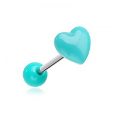Puffy Heart Acrylic Barbell Tongue Ring